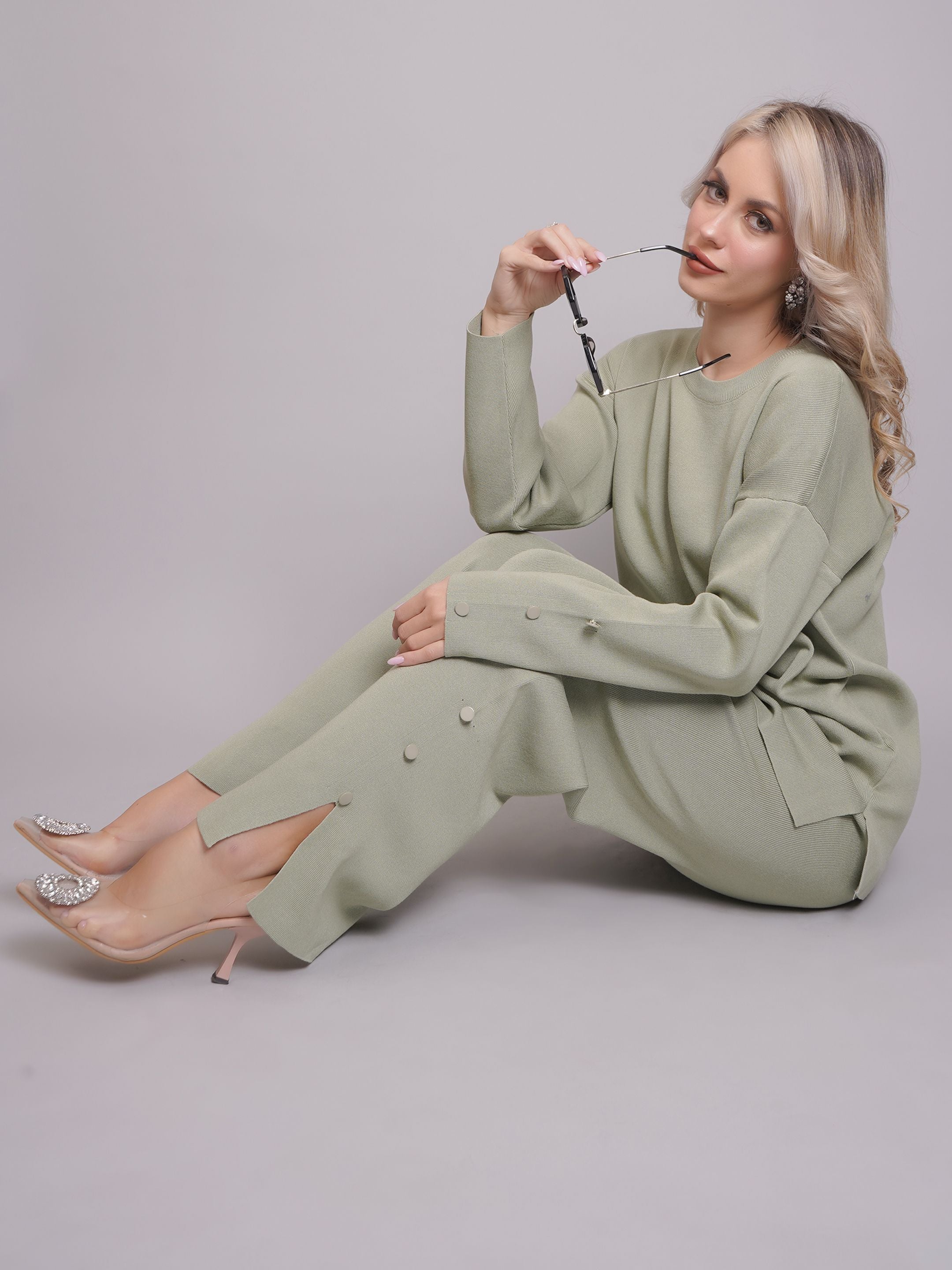 Buttoned Two-Piece Set