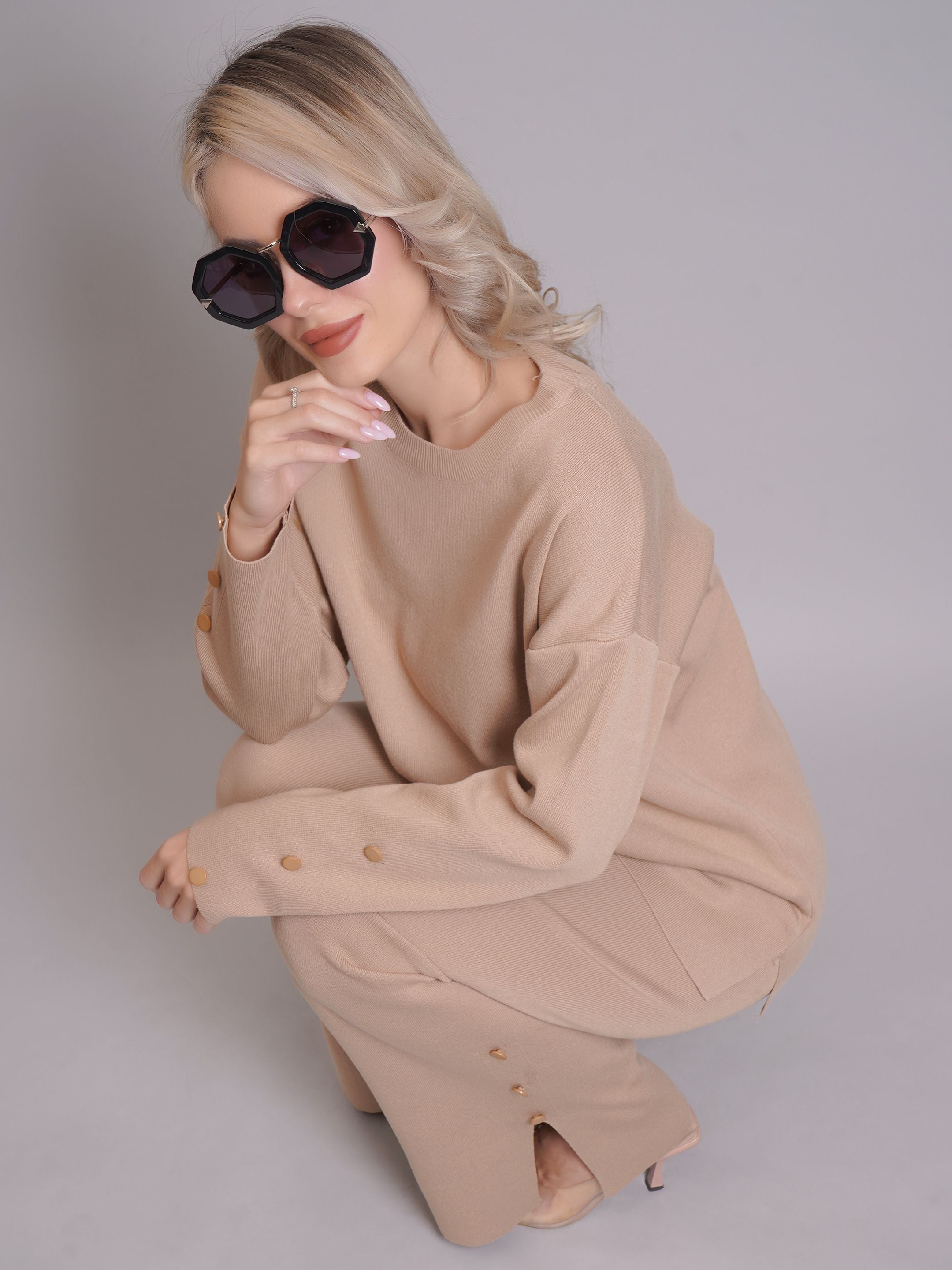 Buttoned Two-Piece Set