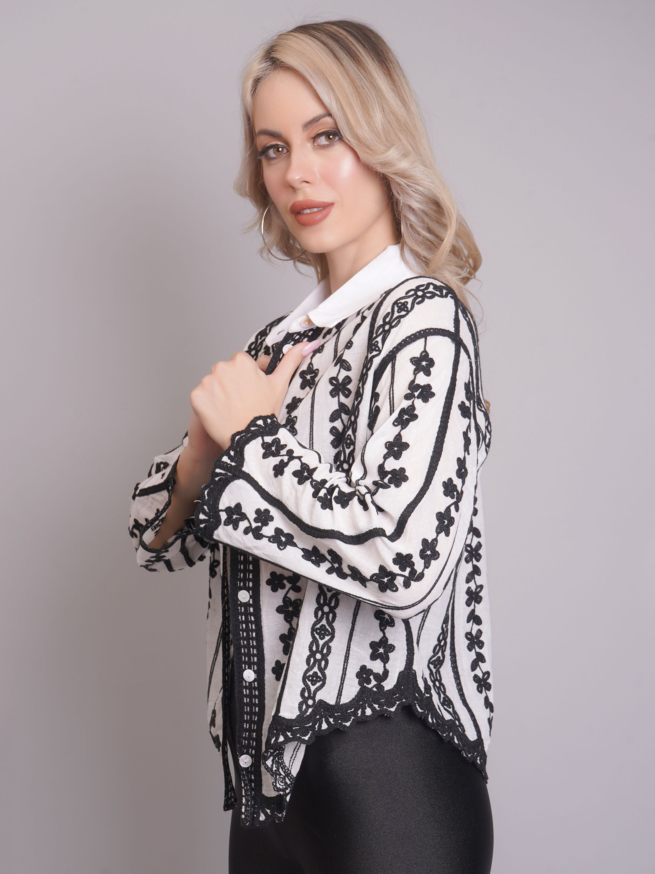 Chain Stitch Embroidered Shirt
