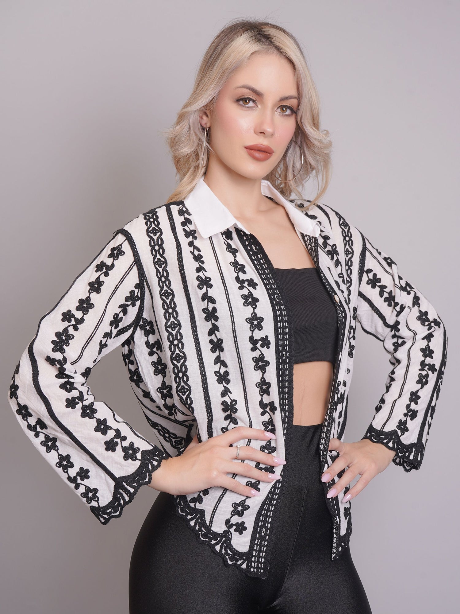 Chain Stitch Embroidered Shirt