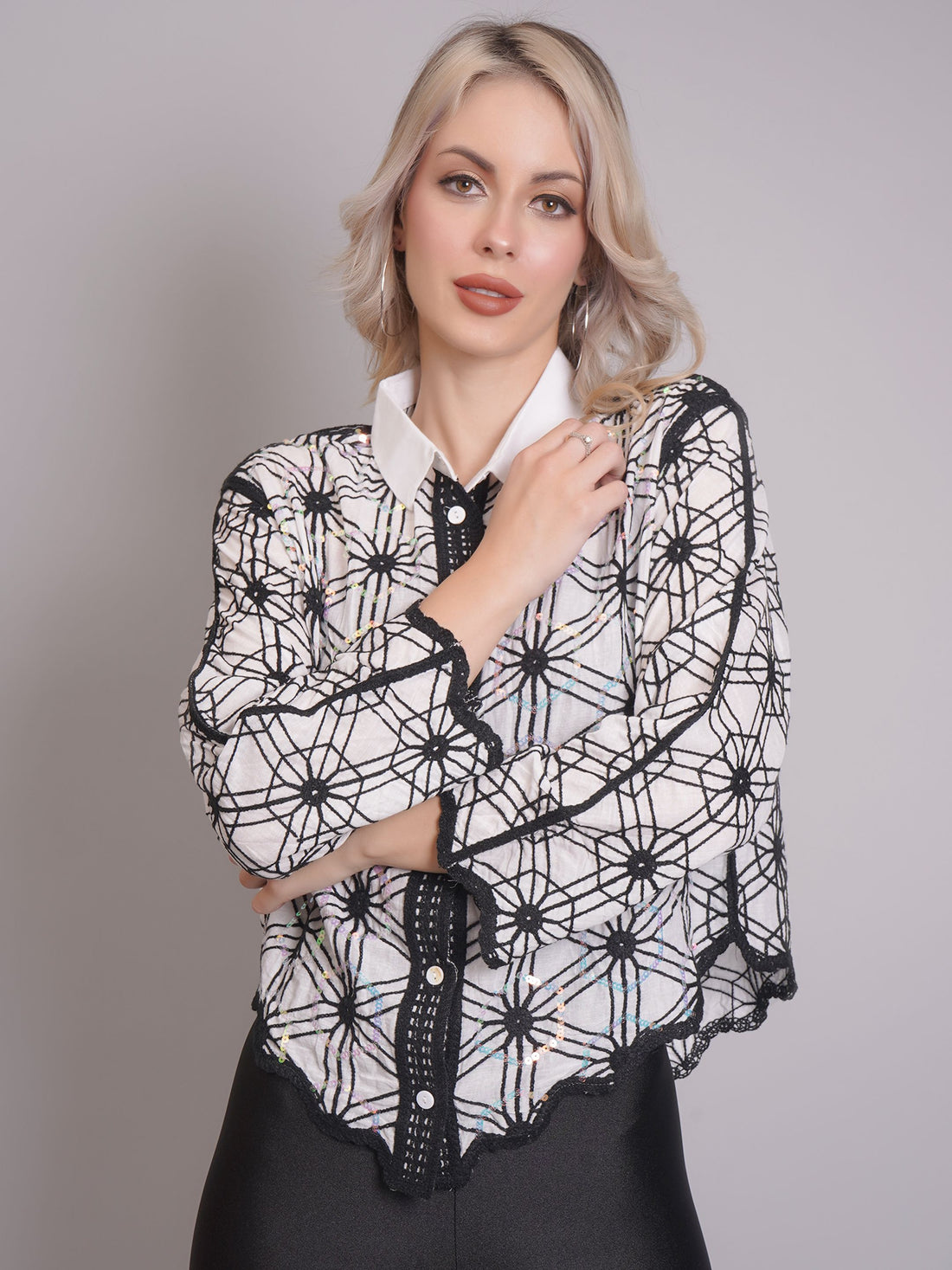 Chain Stitch Embroidered Shirt
