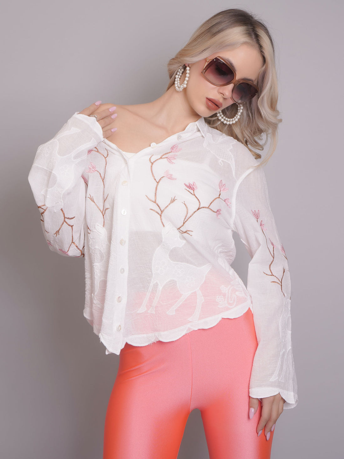Deer Embroidered Shirt