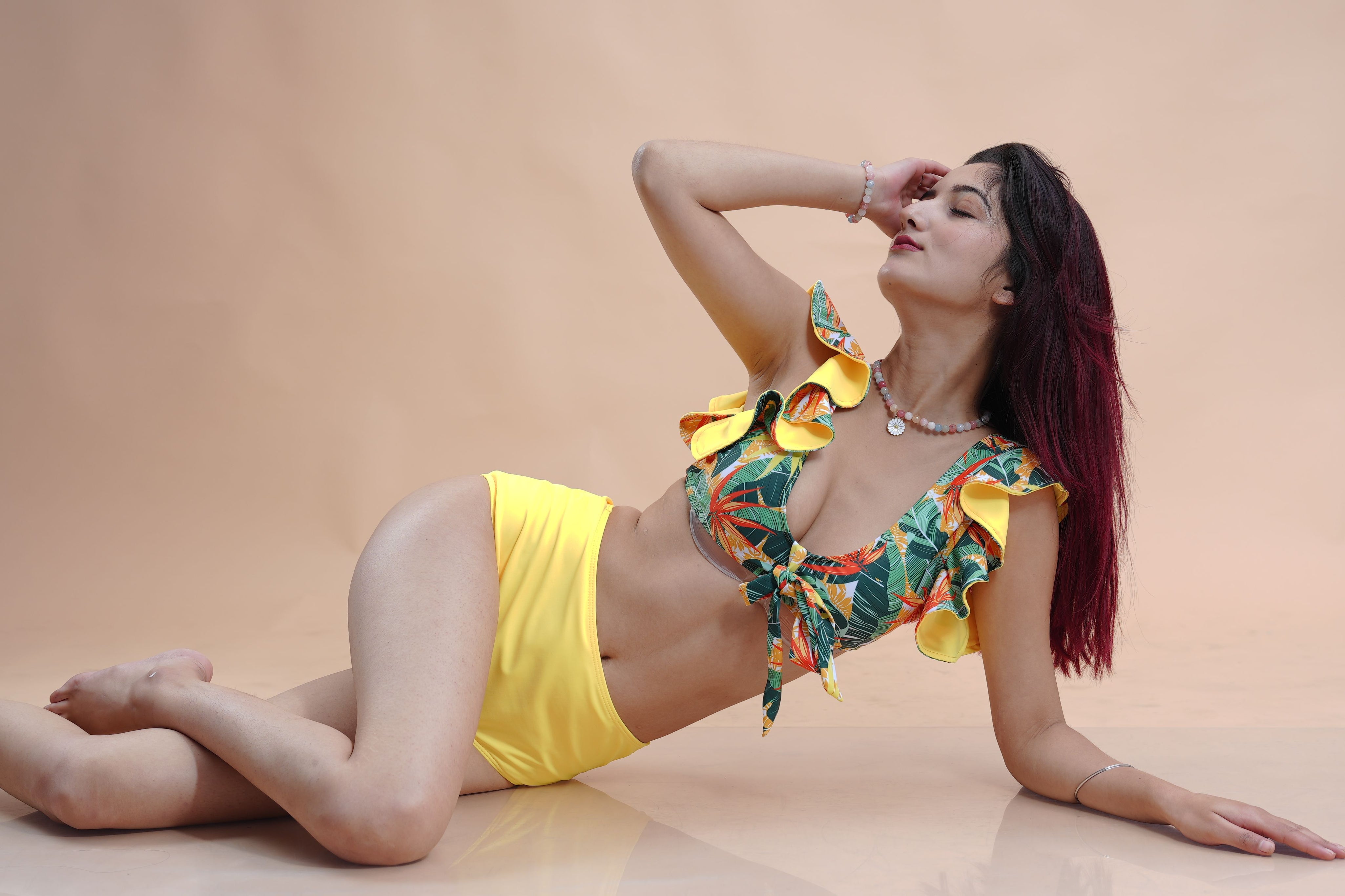 Plunge Tie-Knot Floral Bikini