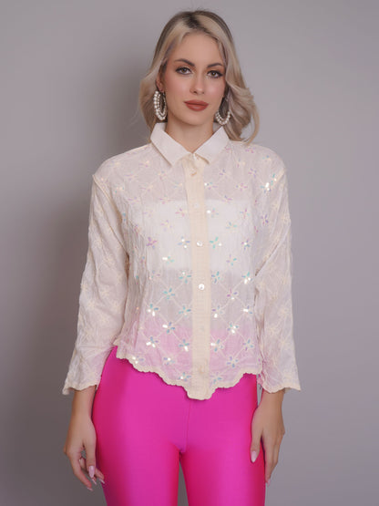 Chain Stitch Embroidered Shirt
