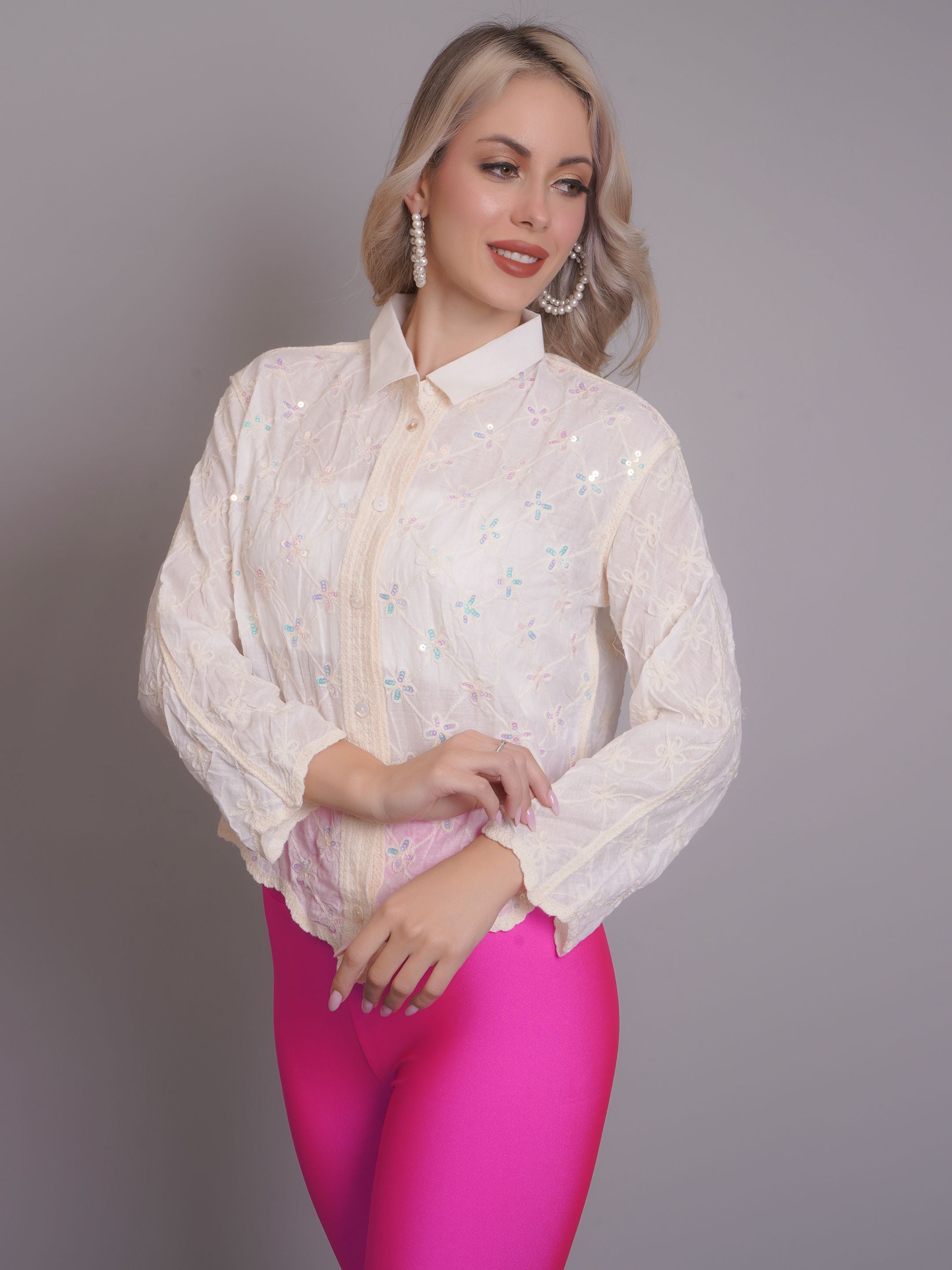 Chain Stitch Embroidered Shirt