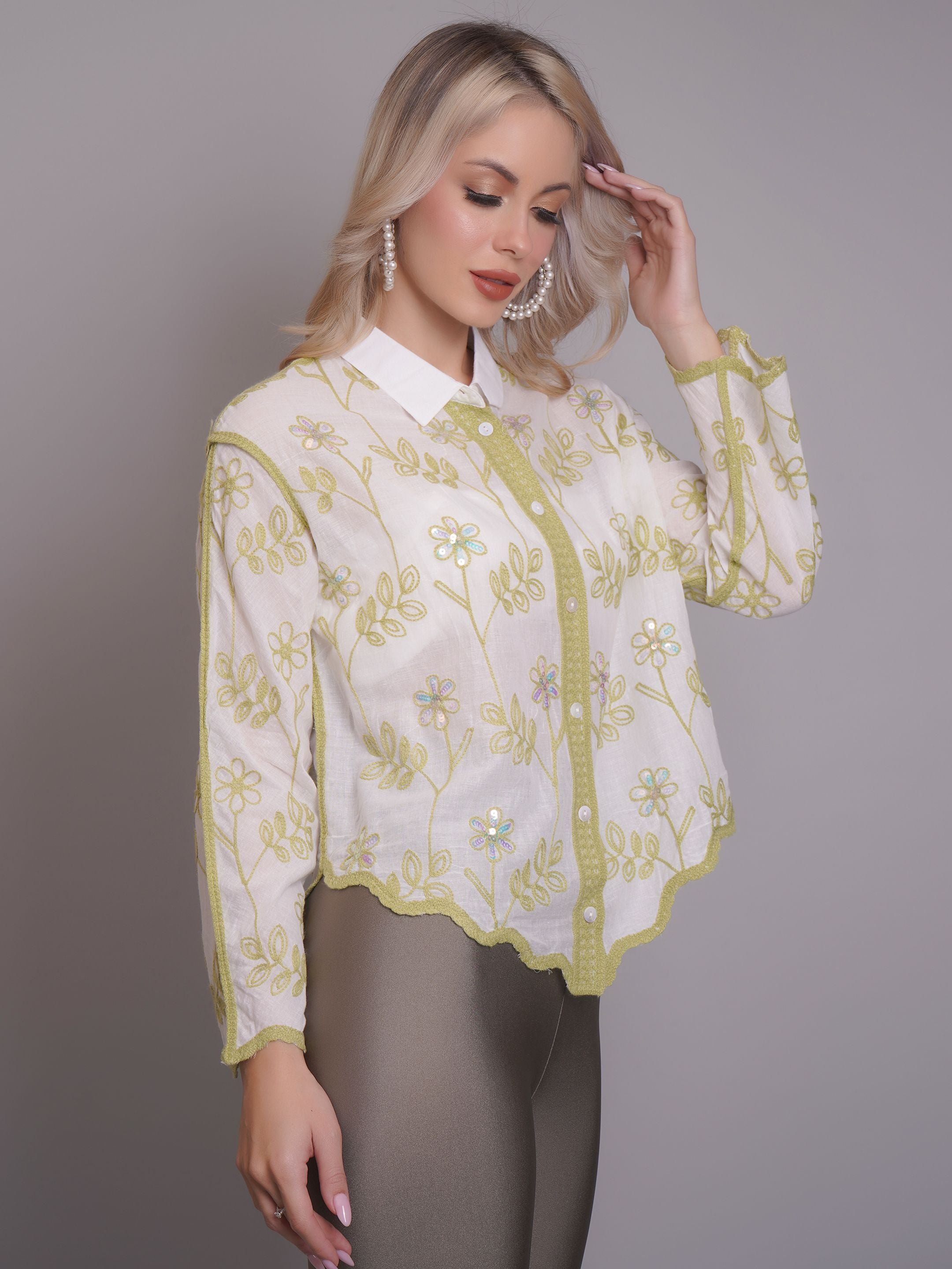 Chain Stitch Embroidered Shirt