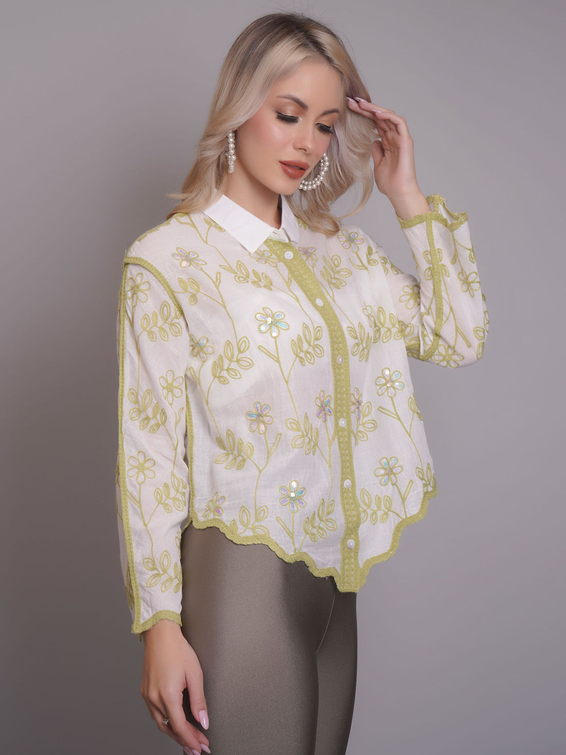Chain Stitch Embroidered Shirt