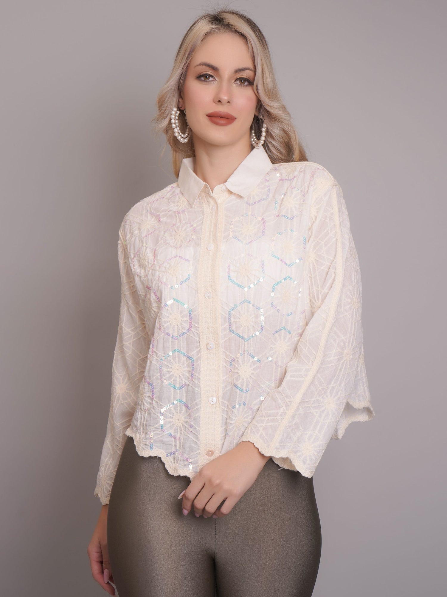 Chain Stitch Embroidered Shirt
