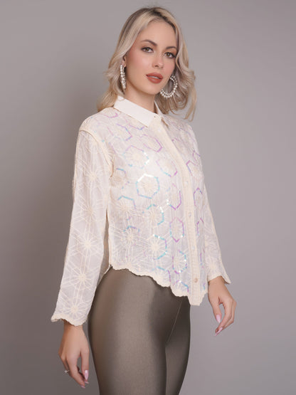 Chain Stitch Embroidered Shirt