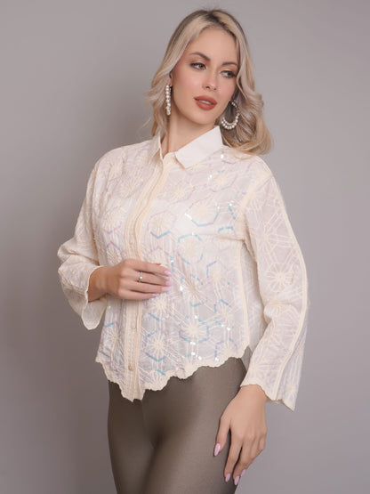 Chain Stitch Embroidered Shirt