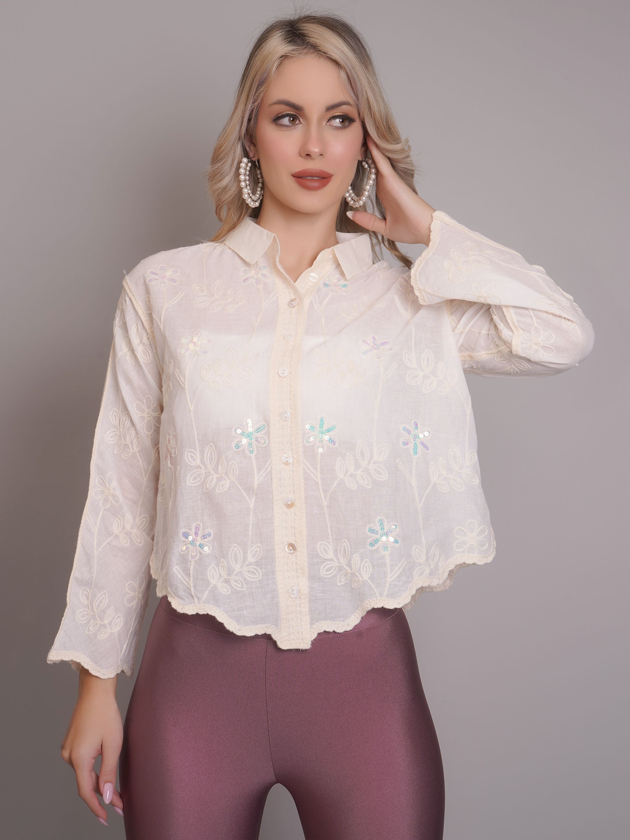 Chain Stitch Embroidered Shirt