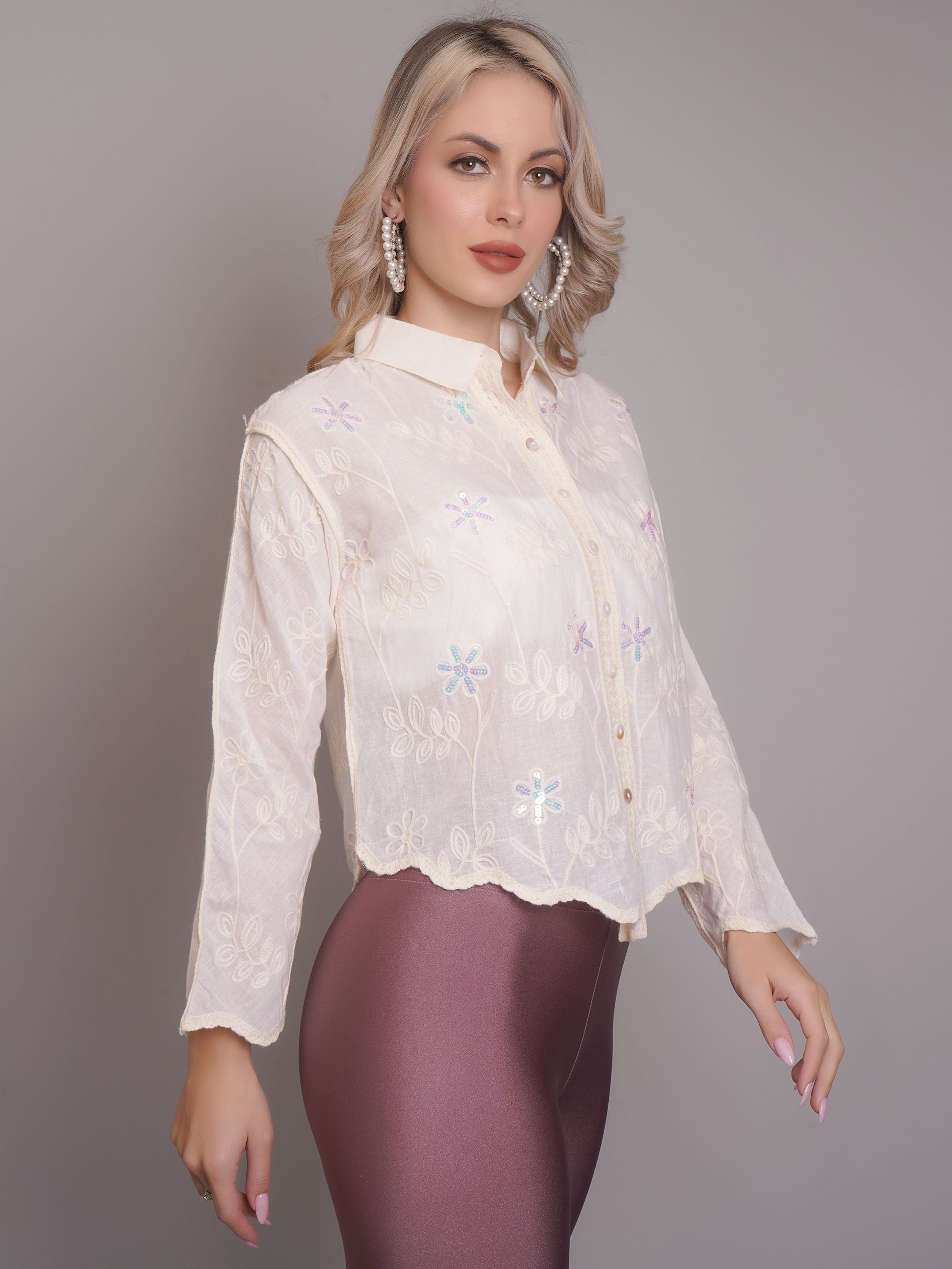 Chain Stitch Embroidered Shirt