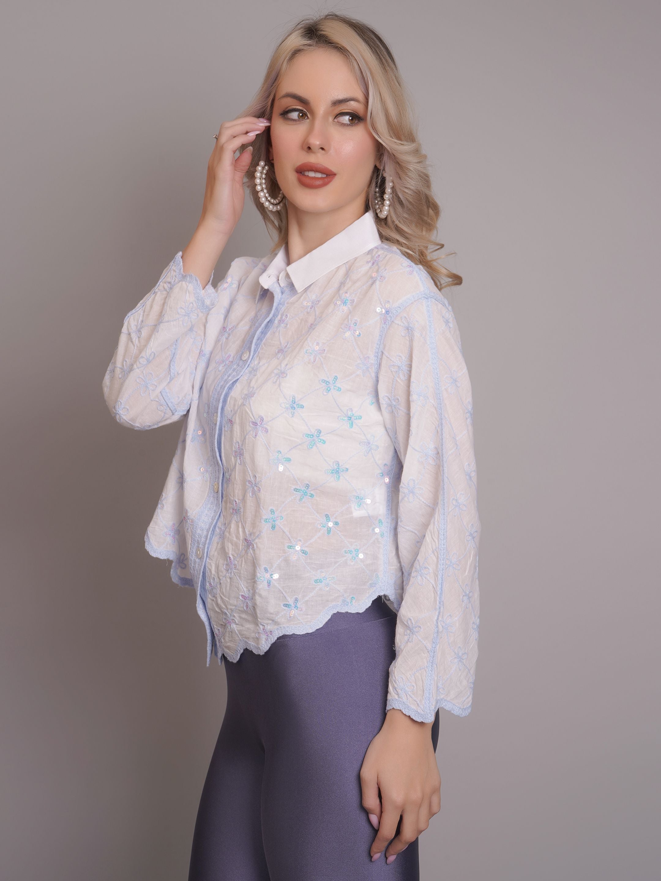 Chain Stitch Embroidered Shirt