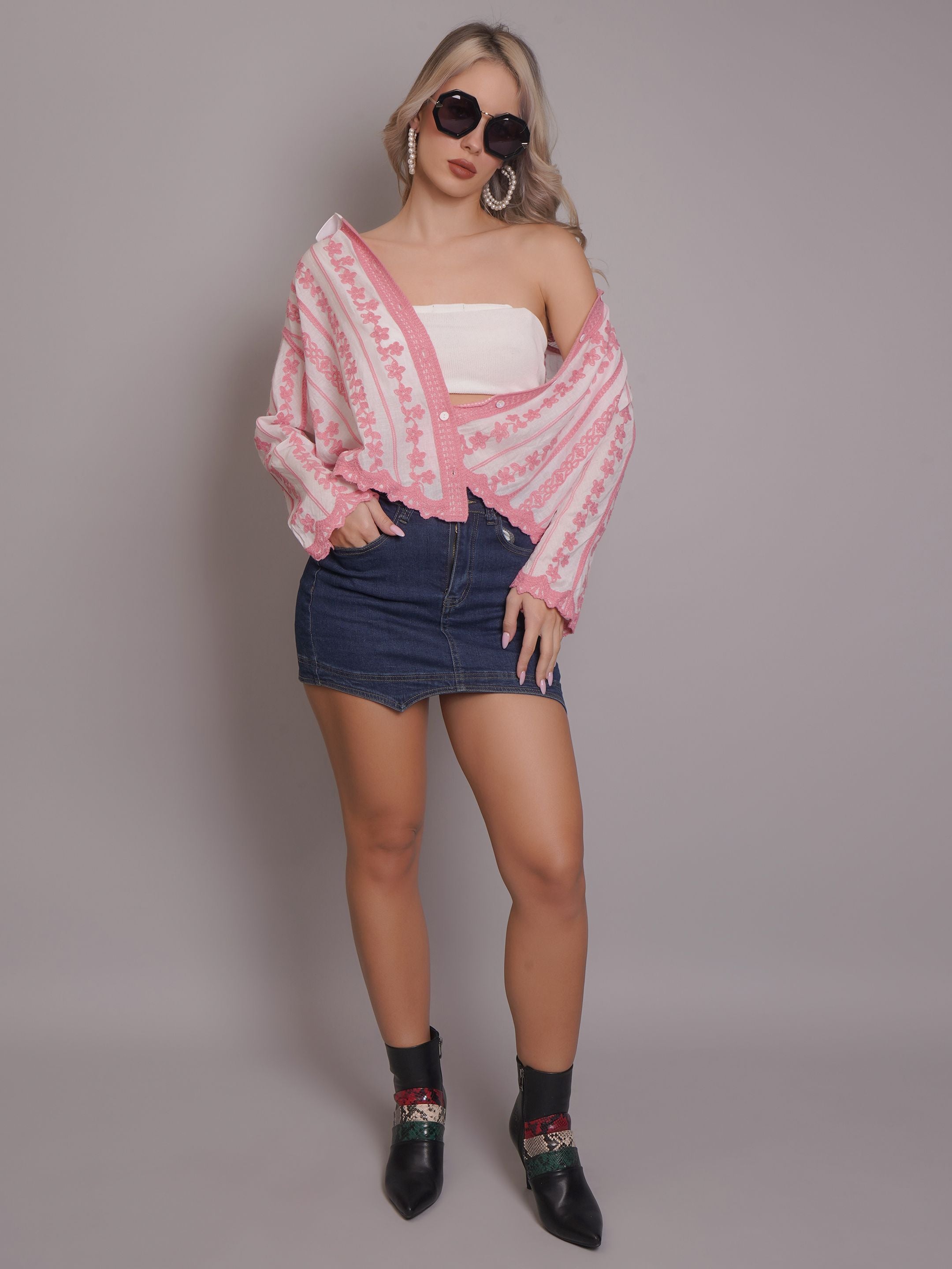 Chain Stitch Embroidered Shirt