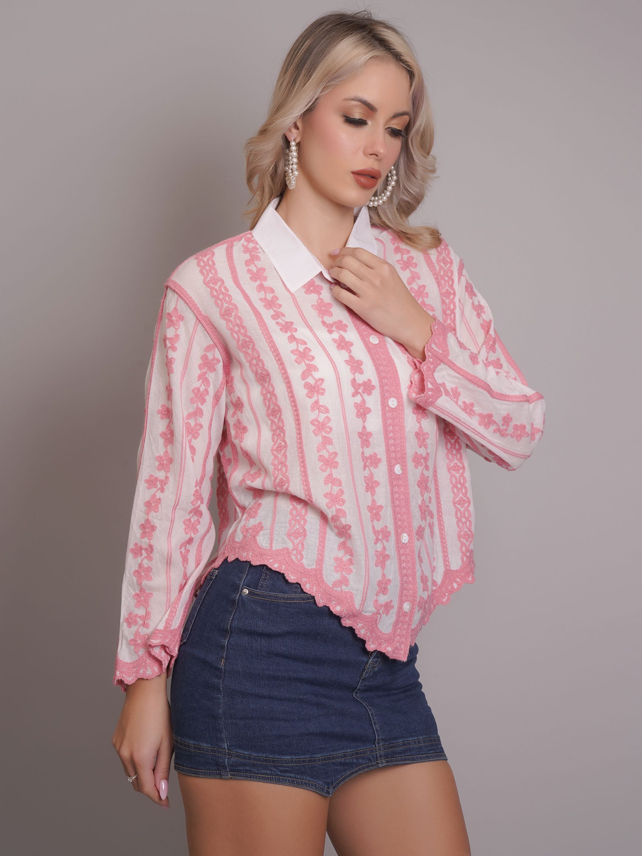 Chain Stitch Embroidered Shirt