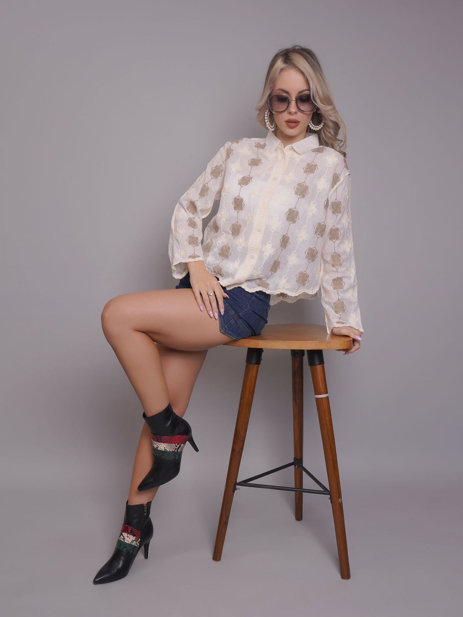 Chain Stitch Embroidered Shirt