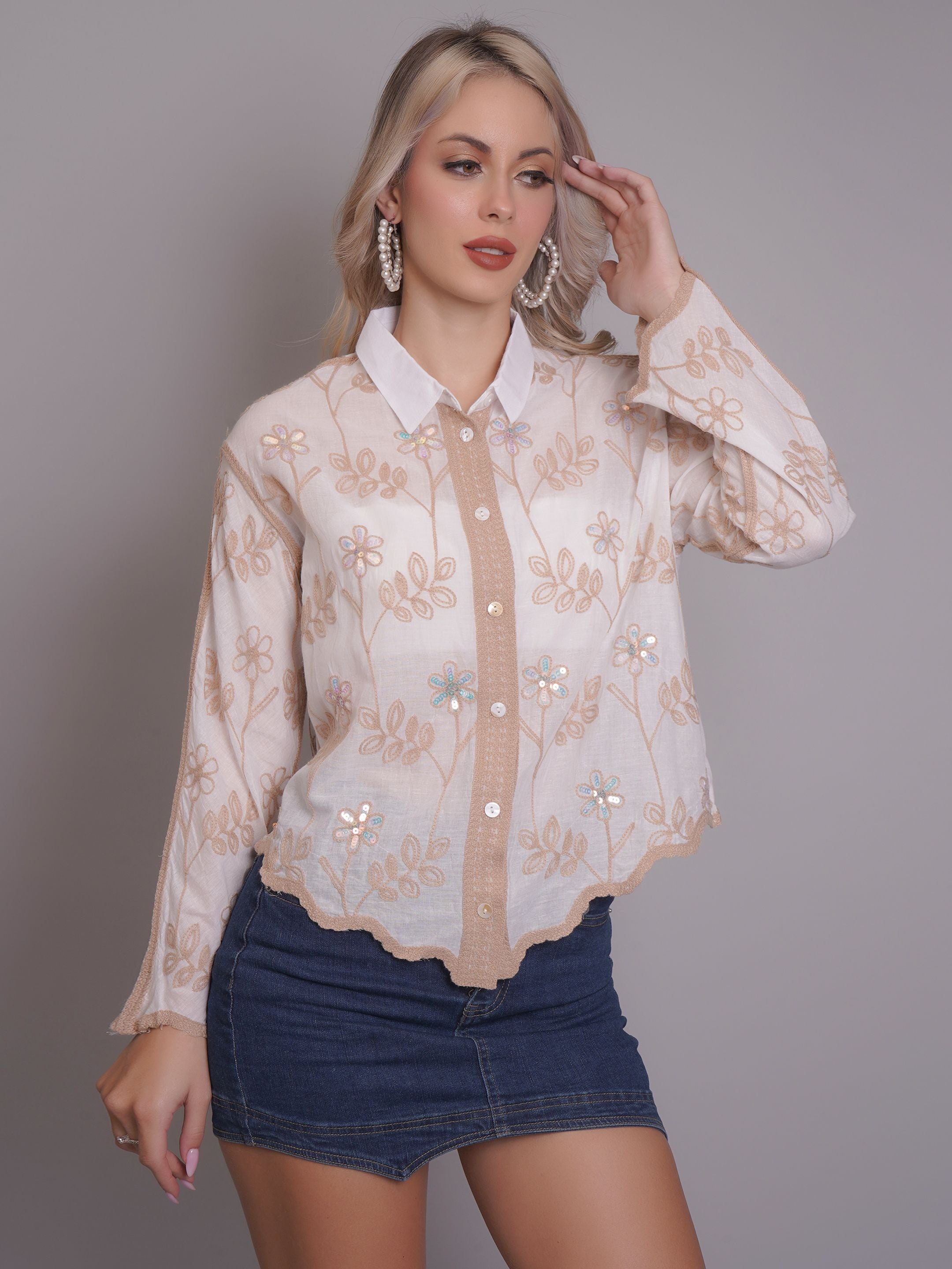 Chain Stitch Embroidered Shirt