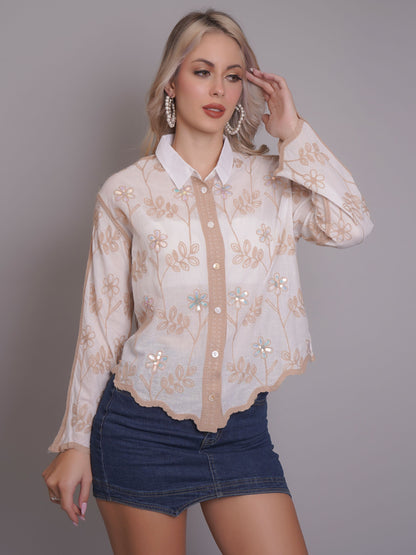Chain Stitch Embroidered Shirt