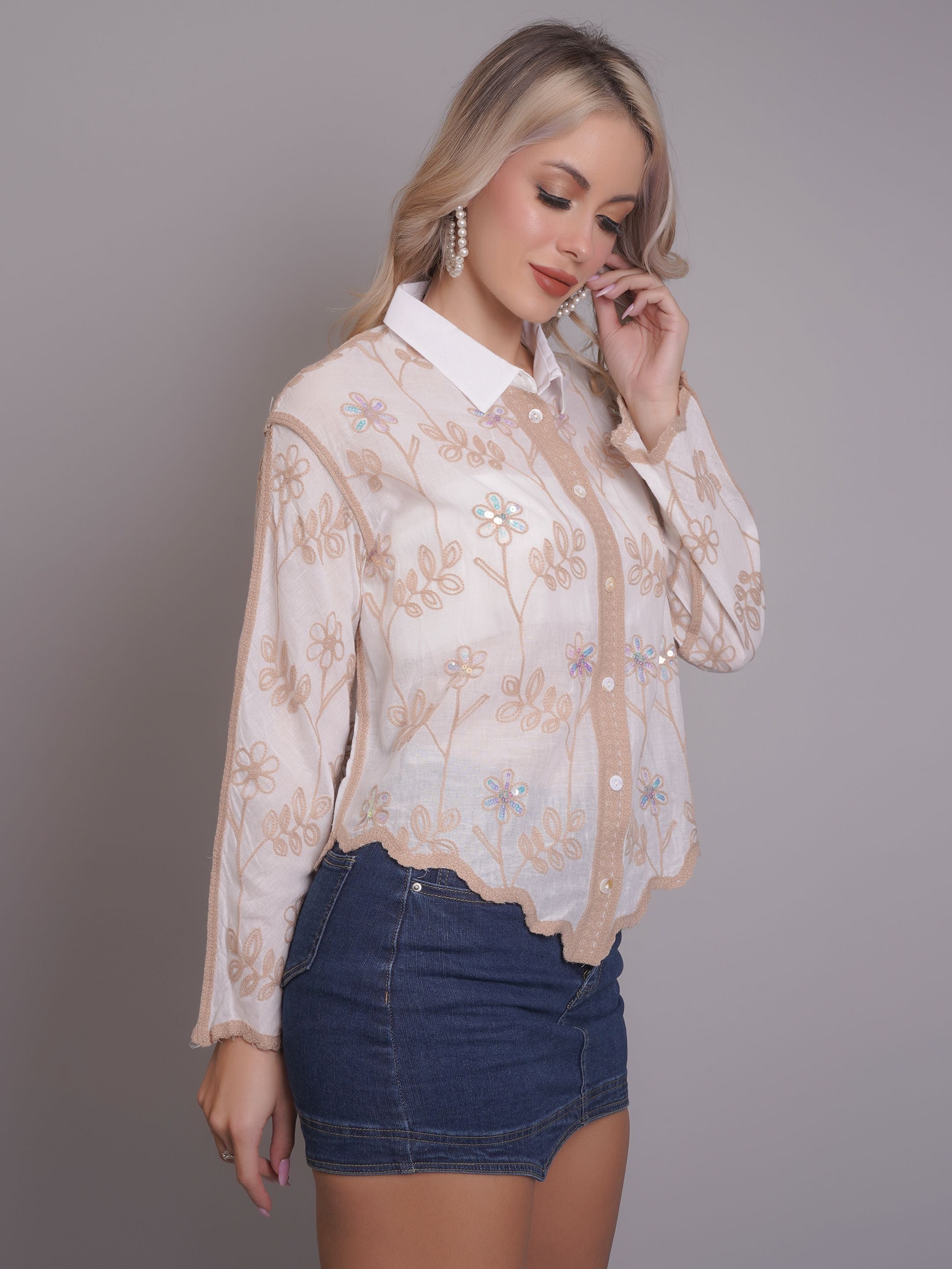 Chain Stitch Embroidered Shirt