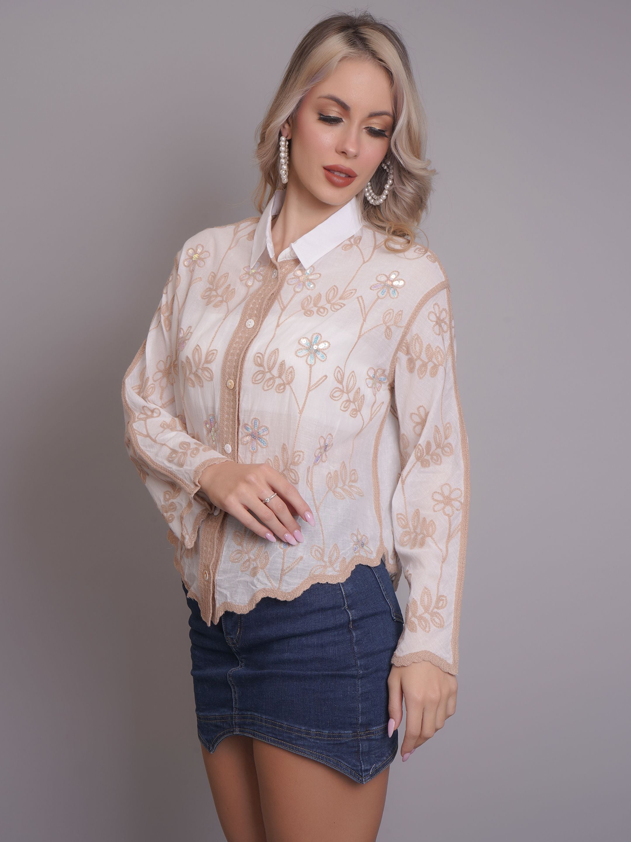 Chain Stitch Embroidered Shirt