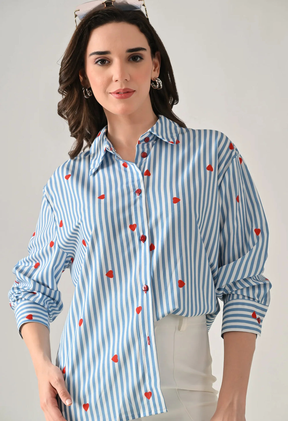 Striped Shirt With Heart Print