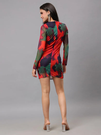 Tie Dye Bodycon Ruched Dress