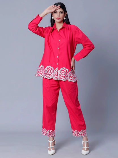 Flower Embroidery Two-Piece Set