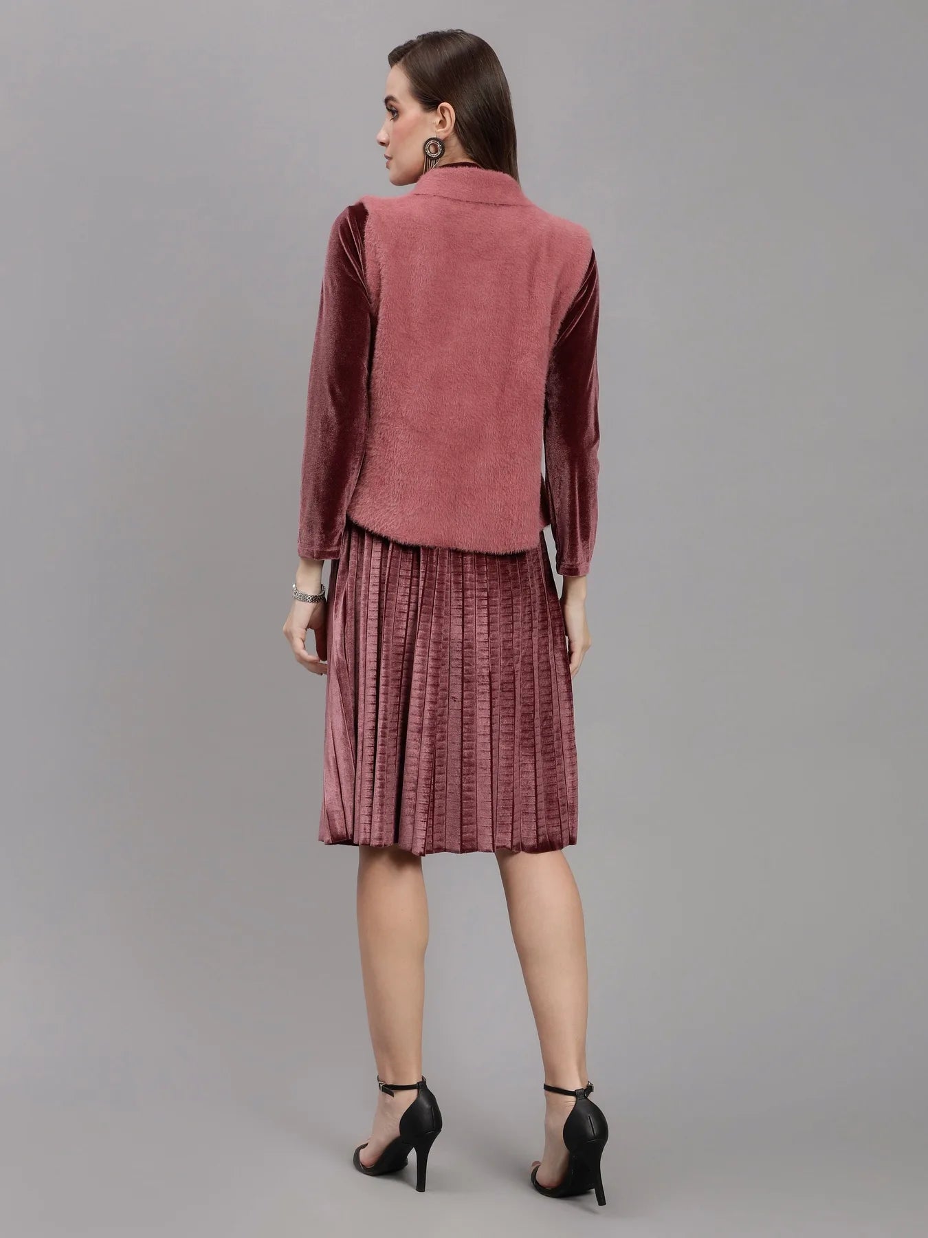 Sleeveless Jacket and Dress Set
