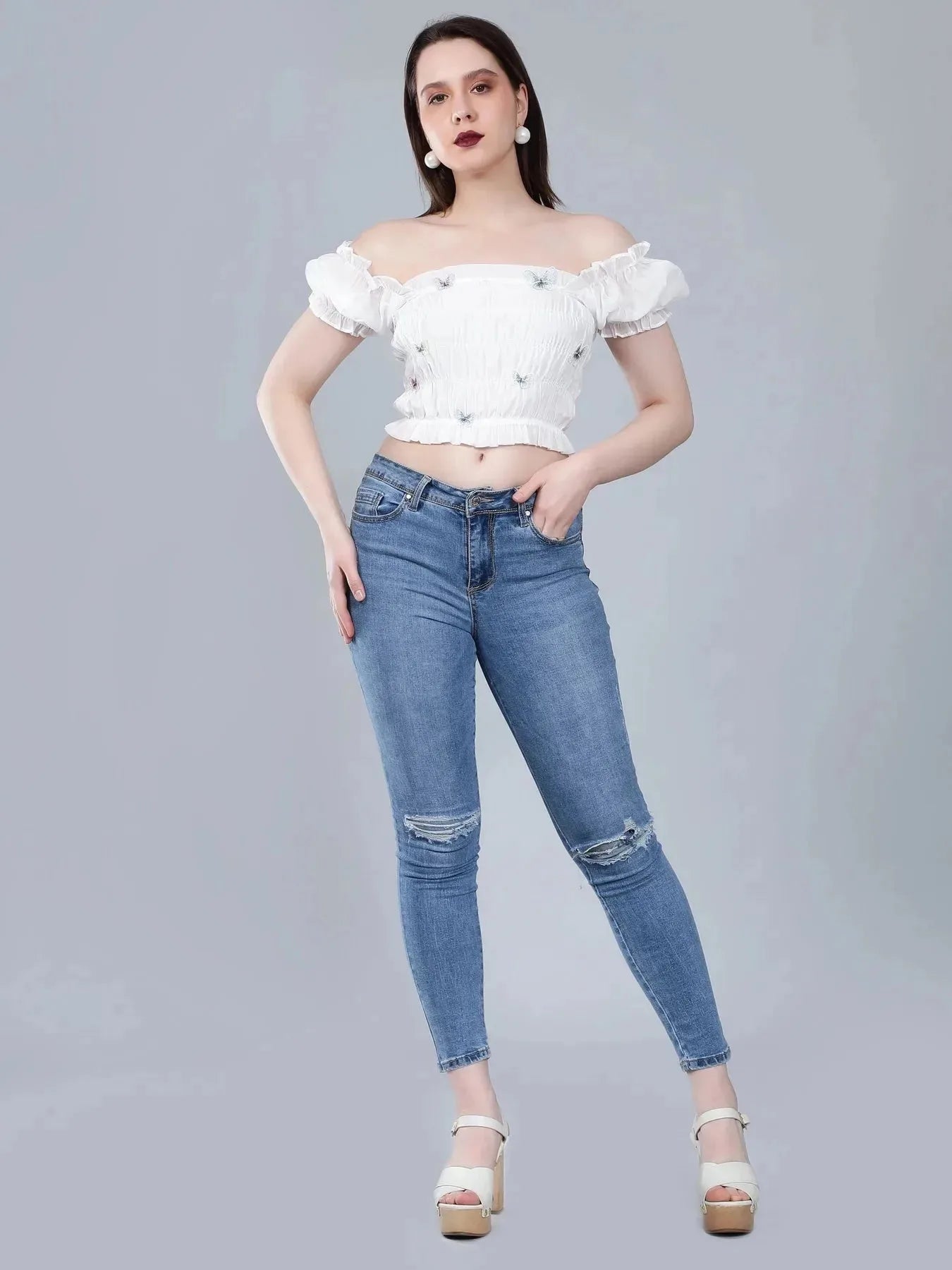 Puff Shoulder Smocked Top