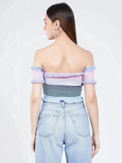 Bardot Rib Knit Top