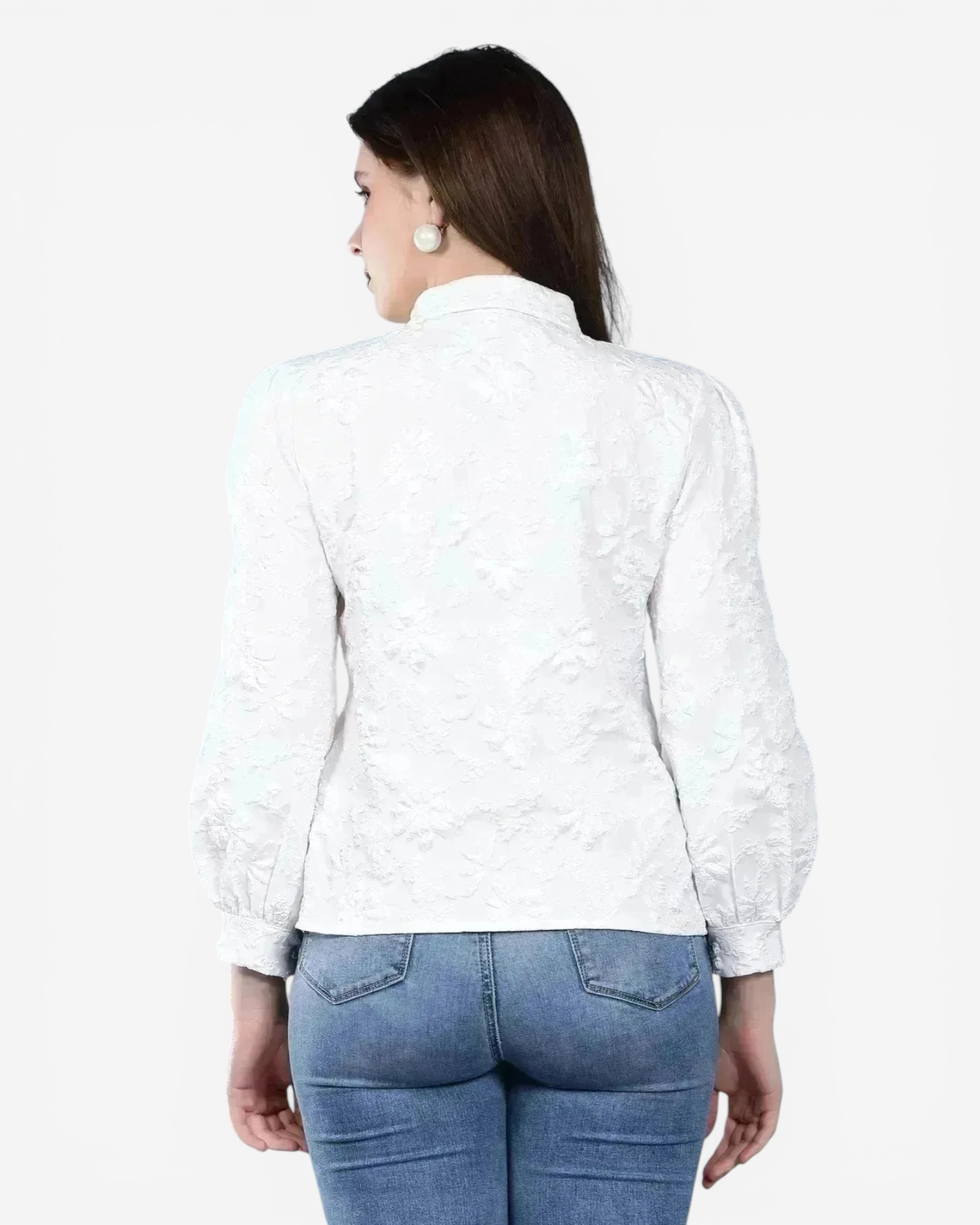 Pearl Beading Jacquard Shirt