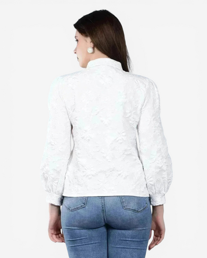 Pearl Beading Jacquard Shirt