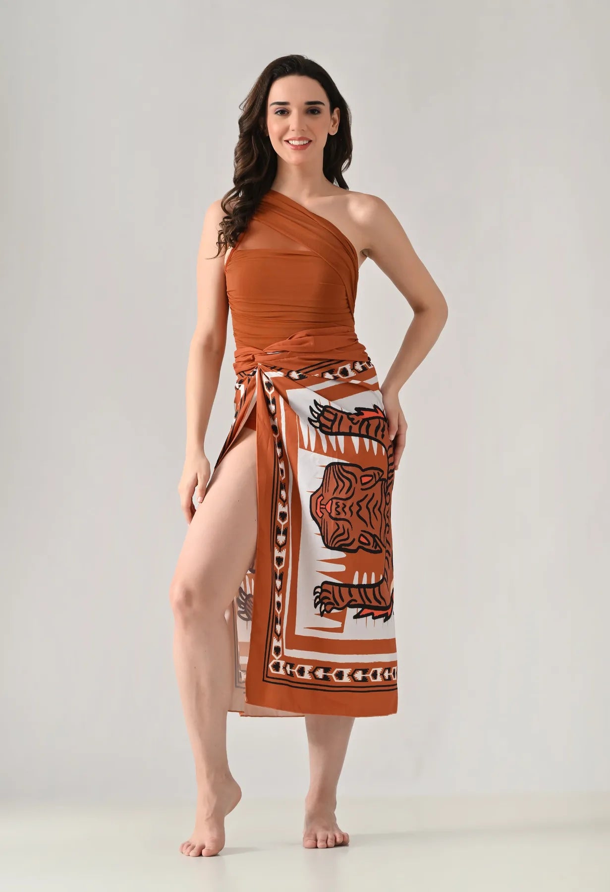 One Shoulder Monokini With Sarong