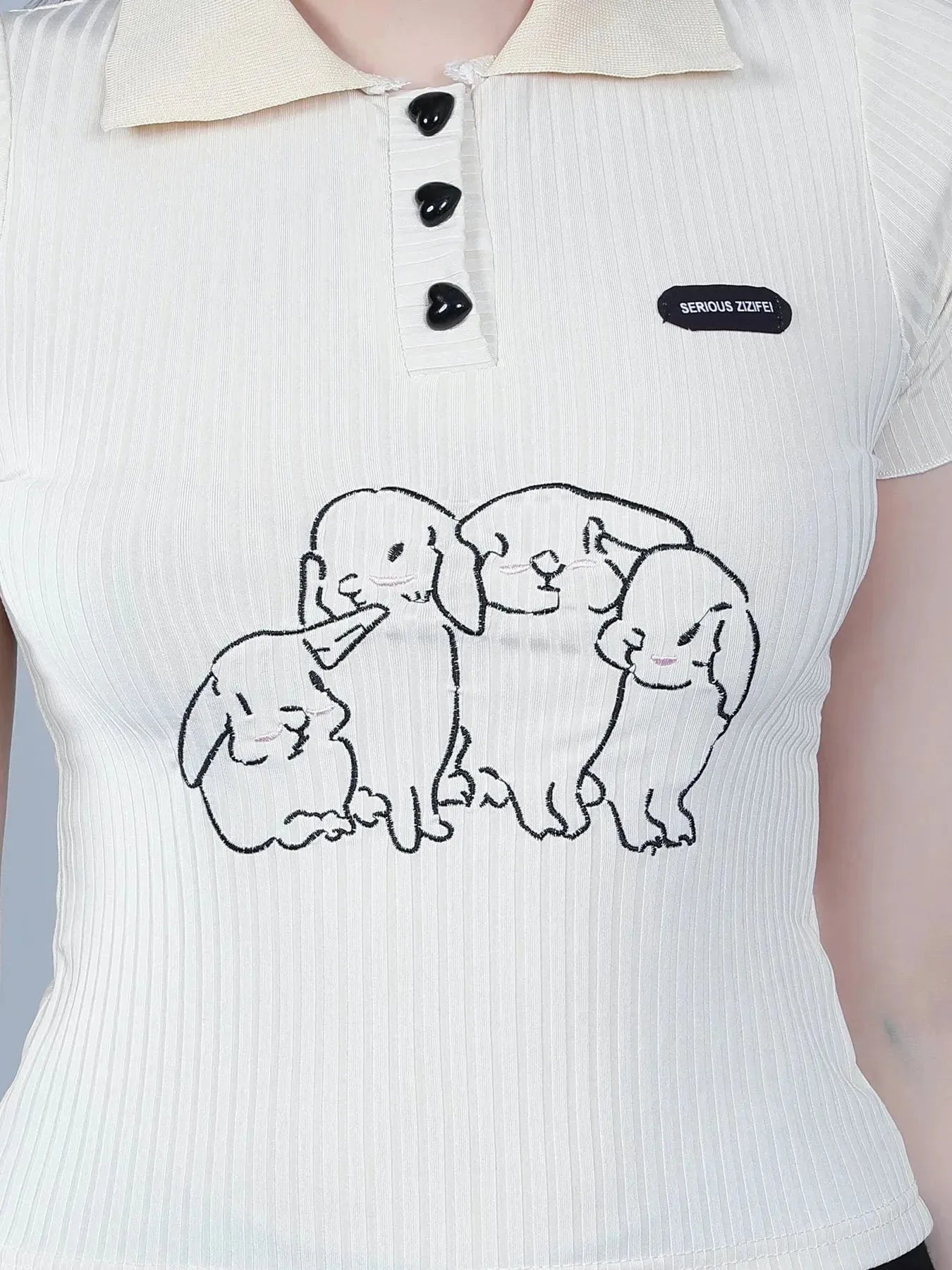 Heart Button Knitted T-shirt