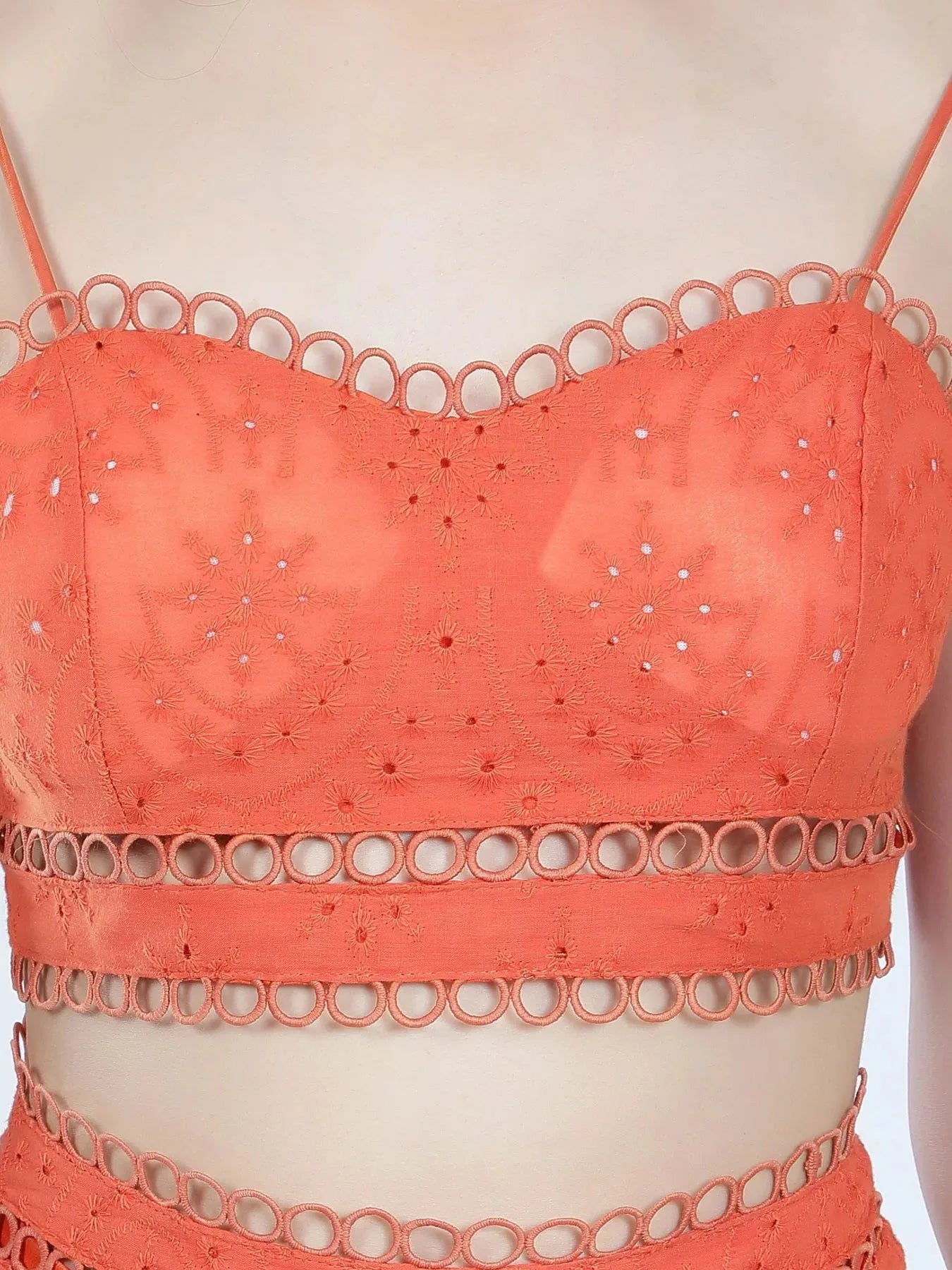 Schiffli Bustier and Skirt Two Piece Set