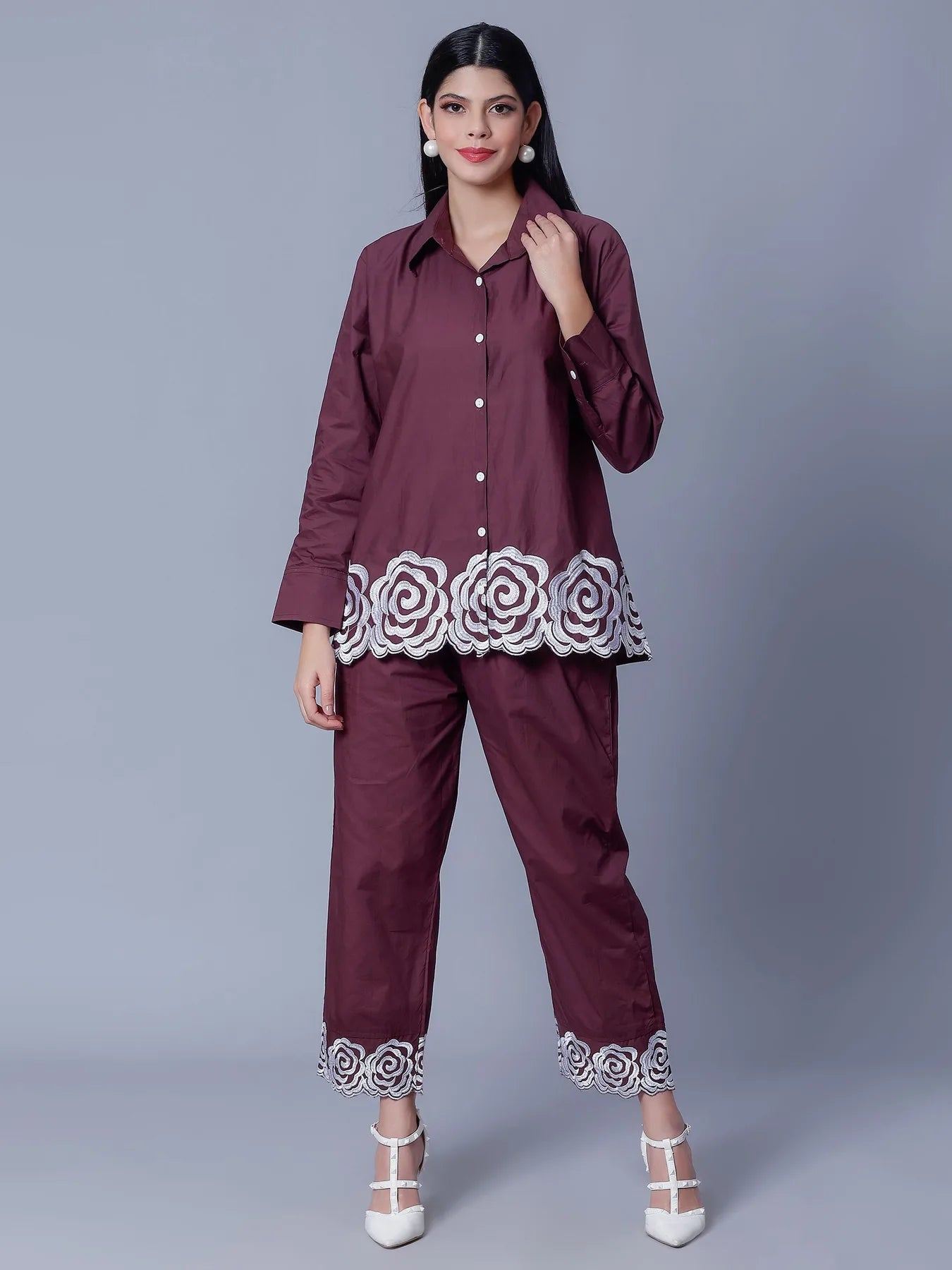Flower Embroidery Two-Piece Set