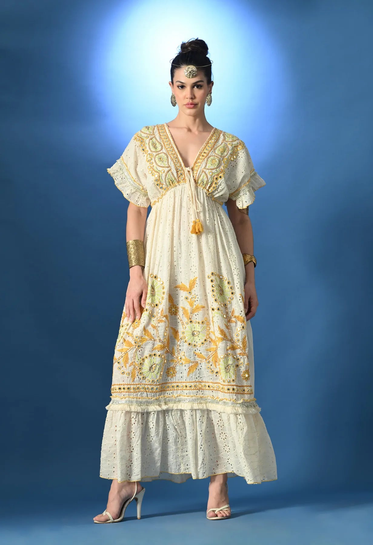 Mirror Glow Schiffli Maxi Dress