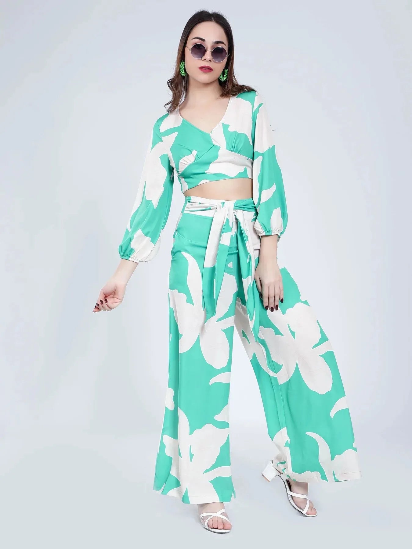 Belted Floral Two-Piece Set