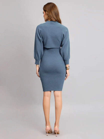 Pearl Embellished Winter Knitted Two-Piece Set