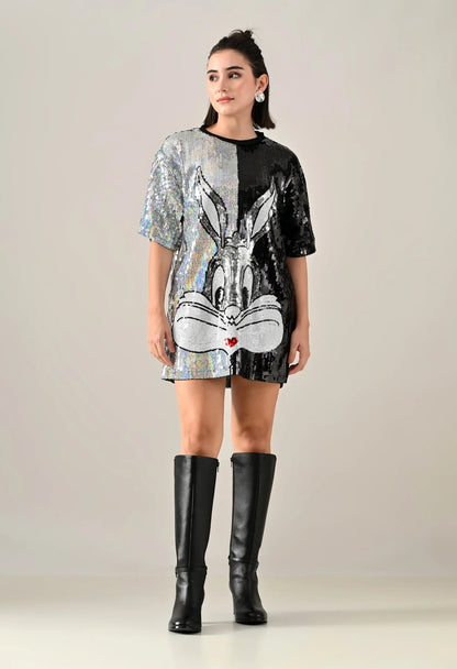 Bunny Colorblock Sequence Dress