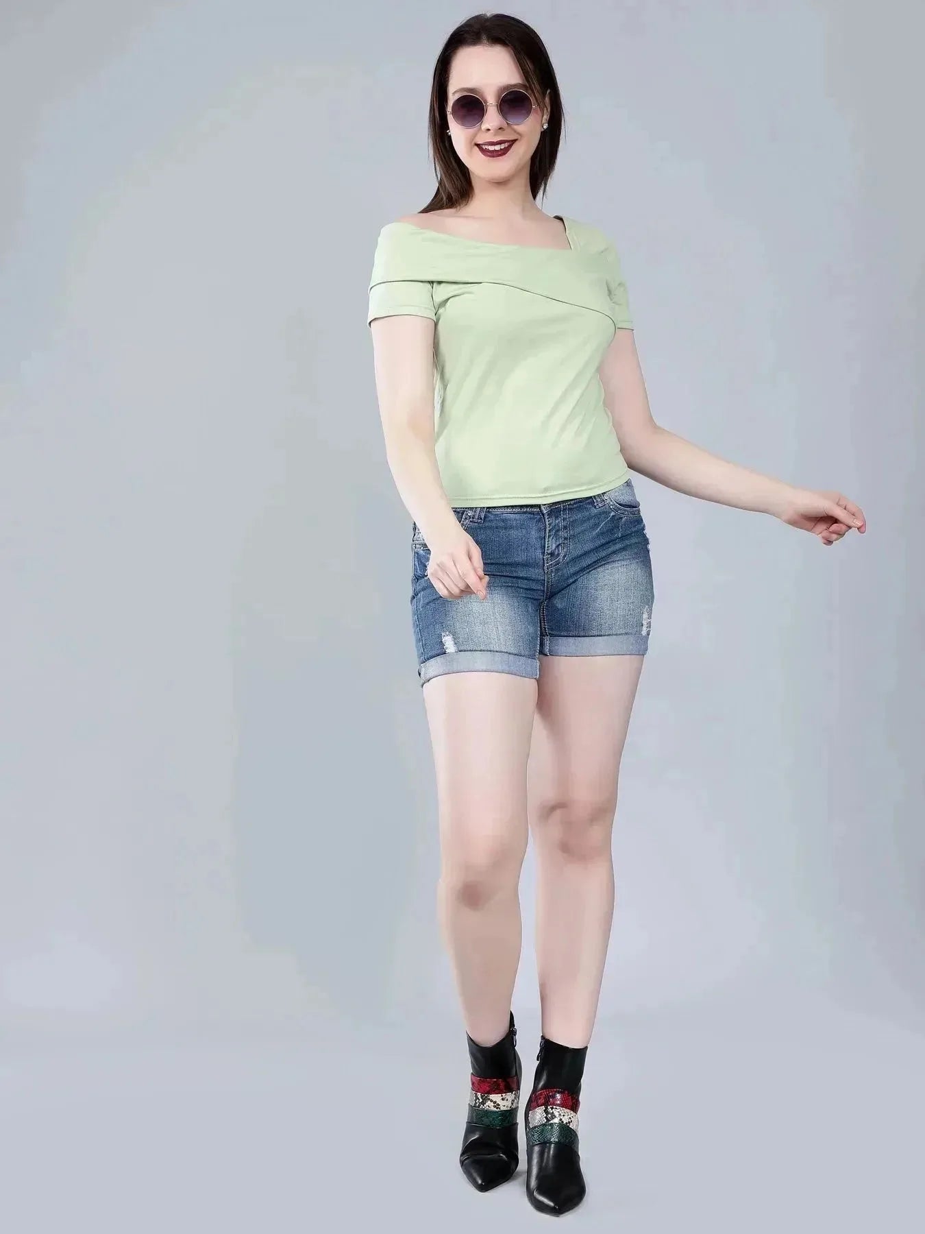 Asymmetric Neck T-Shirt