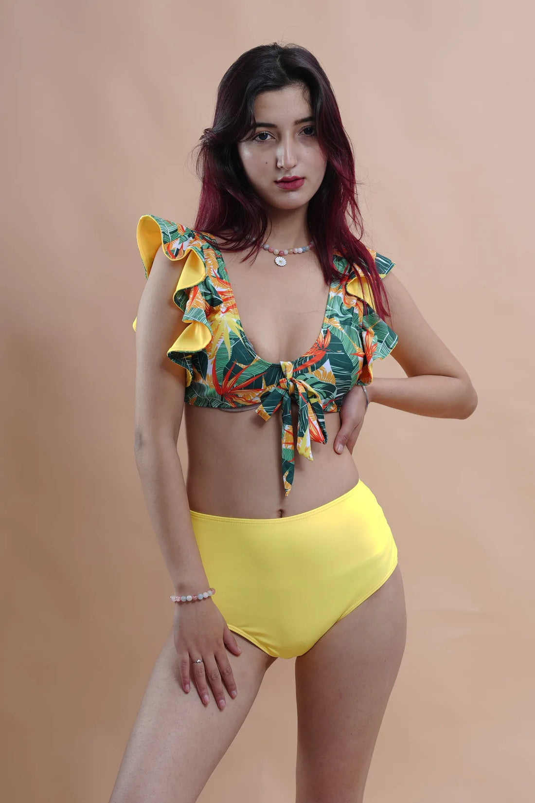Plunge Tie-Knot Floral Bikini