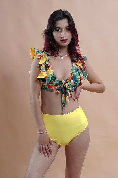 Plunge Tie-Knot Floral Bikini