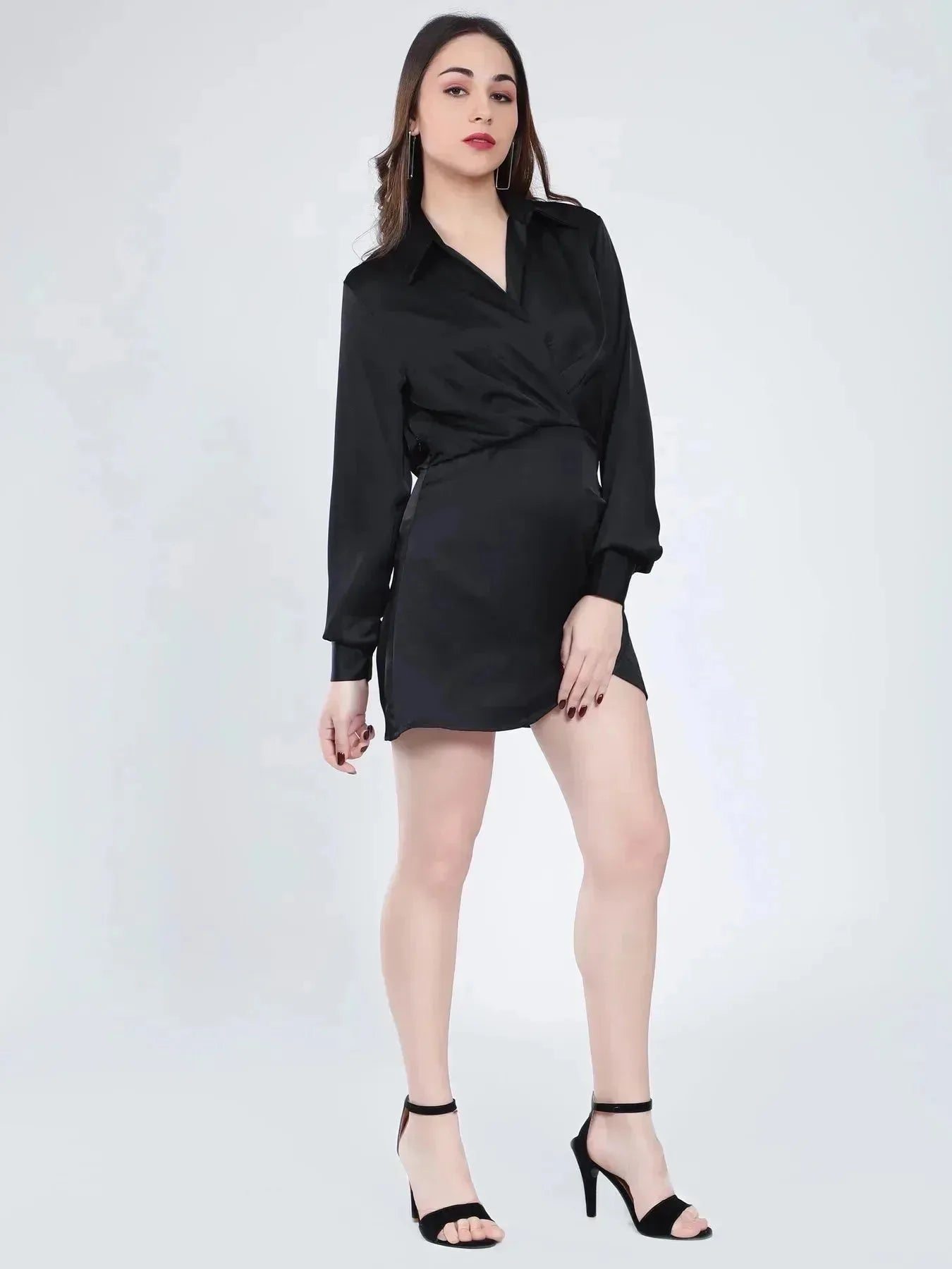 Satin Wrap Short Dress