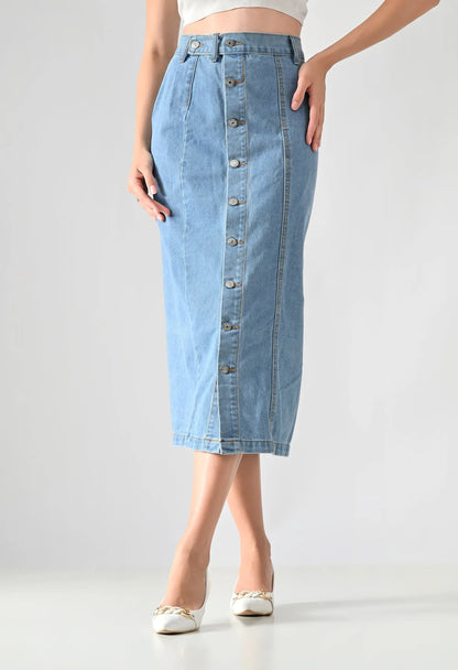 Frontline Button Midi Skirt