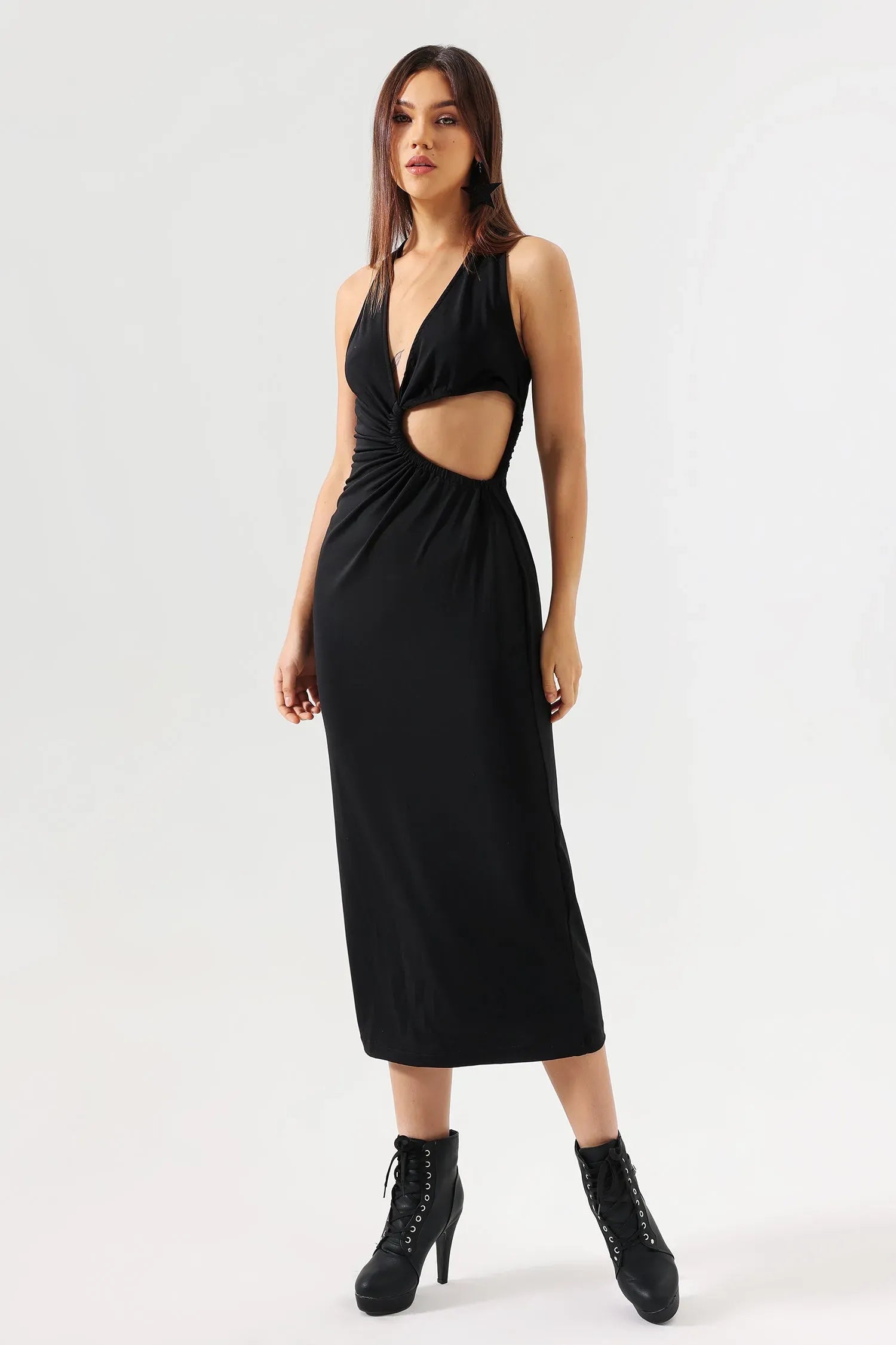 Cutout Detail Midi Dress