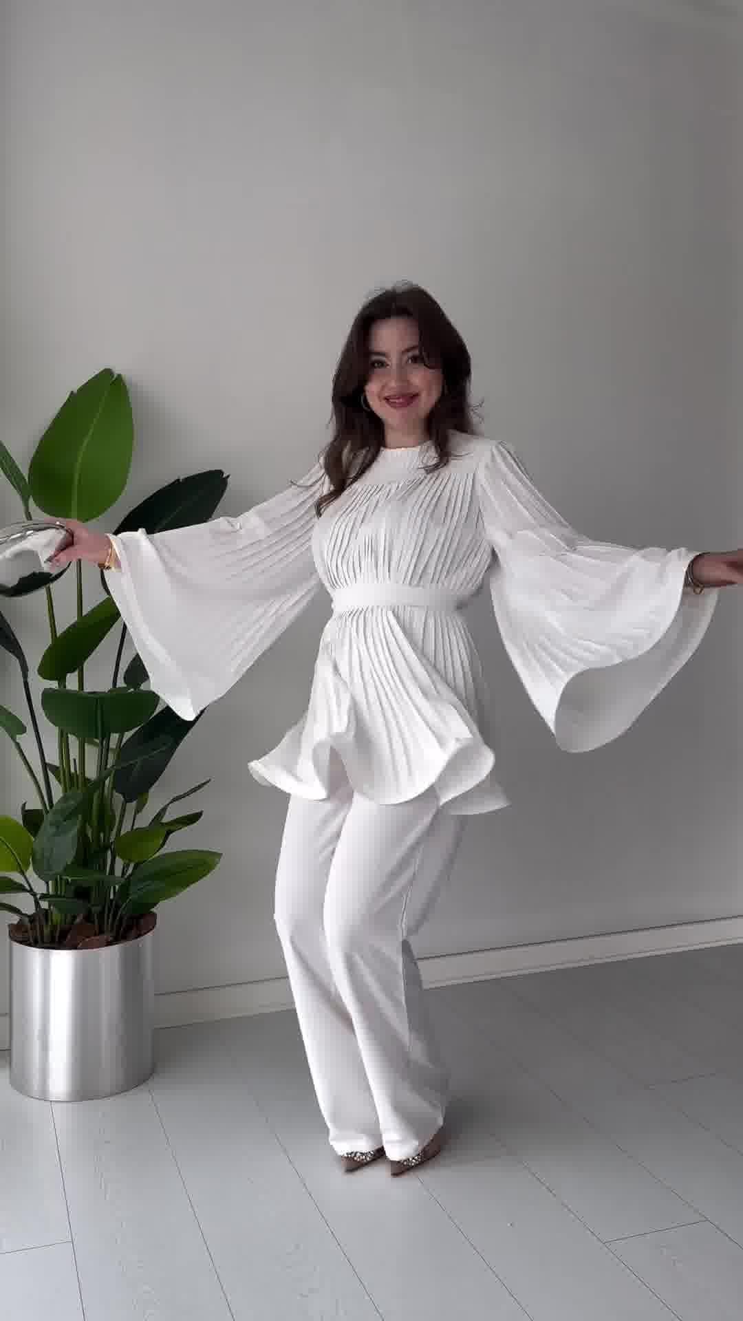 Fan Pleated Two-Piece Set