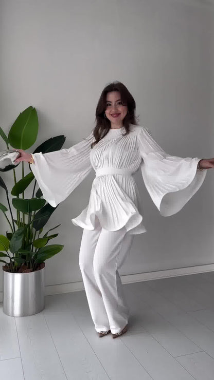 Fan Pleated Two-Piece Set