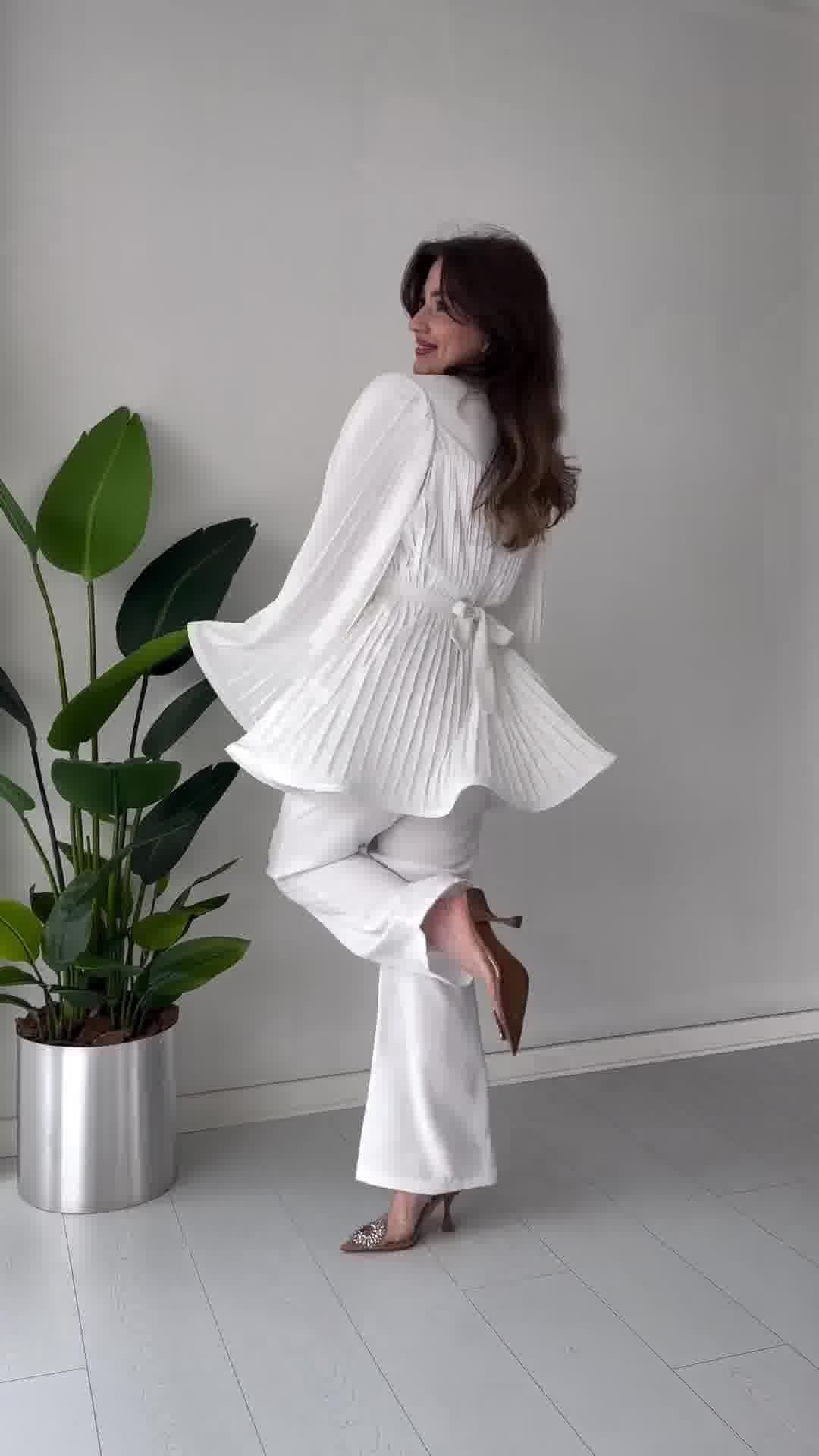 Fan Pleated Two-Piece Set