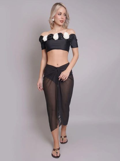 Off-Shoulder Bikini Set With Sarong